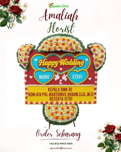 Karangan Papan Bunga Pernikahan di Kalitimbang